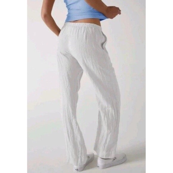 Velvet by Jenny Graham Pants Womens Medium White Linen Wide Leg Lagenlook Beach - Picture 2 of 15